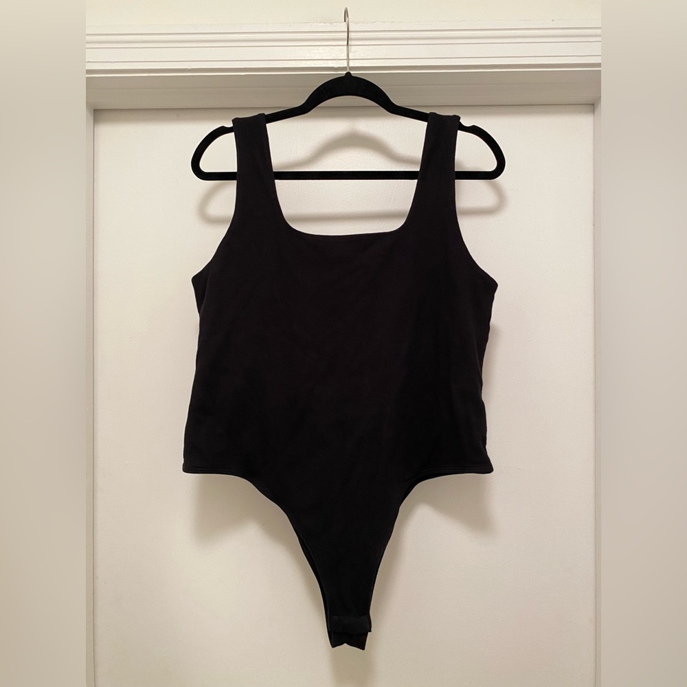 A New Day Bodysuit Womens size XL Black Stretch Sleeveless Contour Square Neck